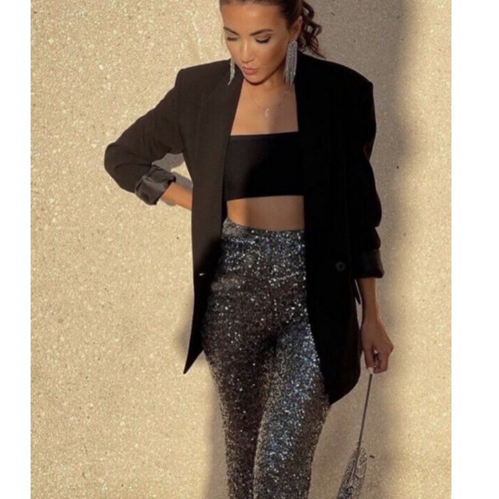 {Zara} Sequin Flared Legging Pants • XS, S - Picture 12 of 15